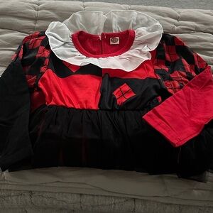 Kids Harlequin Costume Dress - Red and Black